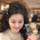Milk tea color flower wool hair clip side clip cute hair clip side sweet forehead bangs clip autumn and winter new clip