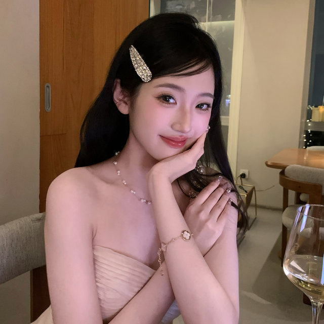 Jingui idol light luxury super shiny full diamond water drop bb clip women's side high-end bangs hair clip