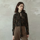 EVENTHOUGH/Temperament long streamer black printed V-neck top shirt and shirt, niche outfit for autumn