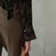 EVENTHOUGH/Temperament long streamer black printed V-neck top shirt and shirt, niche outfit for autumn