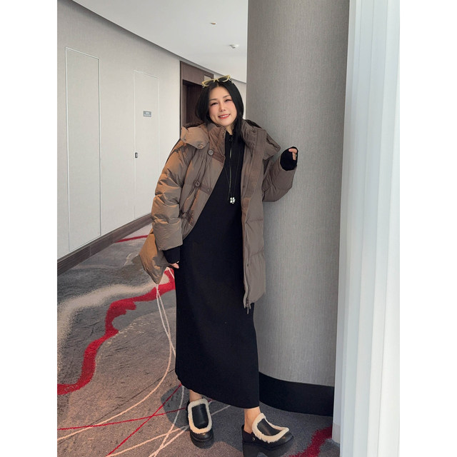 
VOGANA Cannes plus size women's simple lazy skirt winter casual loose A-line stretch knit dress