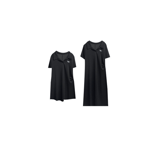 VOGANA Cannes home large size women's clothing Korean age-reducing college polo collar loose slimming dress length