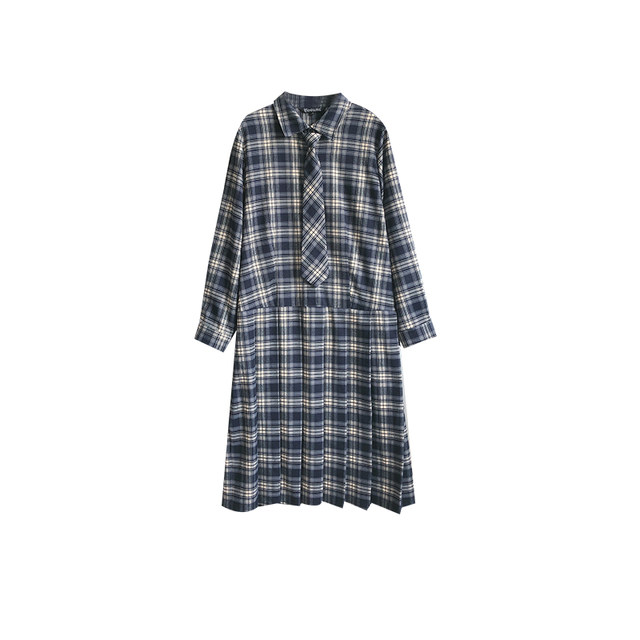 vogana Cannes plus size original age-reducing college style pattern skirt detachable tie brushed pleated dress