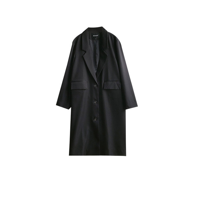 vogana Cannes home large size original autumn Korean version windbreaker jacket lapel simple temperament long suit covering flesh
