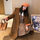 Cannes large size Korean version age-reducing hooded all-Australian hair double-sided contrasting sleeve handmade coat winter
