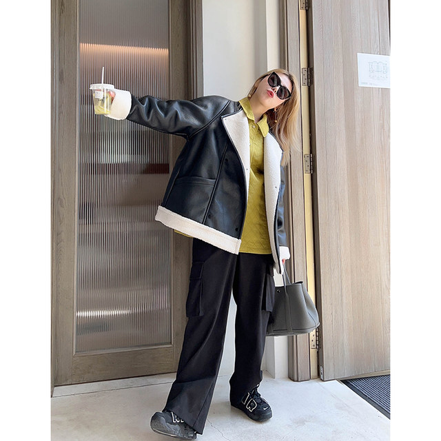 vogana Cannes home large size original handsome casual loose slim overalls for women large pocket straight trousers
