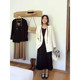 vogana Cannes home large size original vacation style waist-hugging large A-spoke dress loose belly-covering suspender long skirt