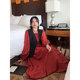 vogana Cannes home large size original French temperament Simake tight waist slimming neck A-line dress