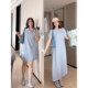 VOGANA Cannes home large size women's clothing Korean age-reducing college polo collar loose slimming dress length