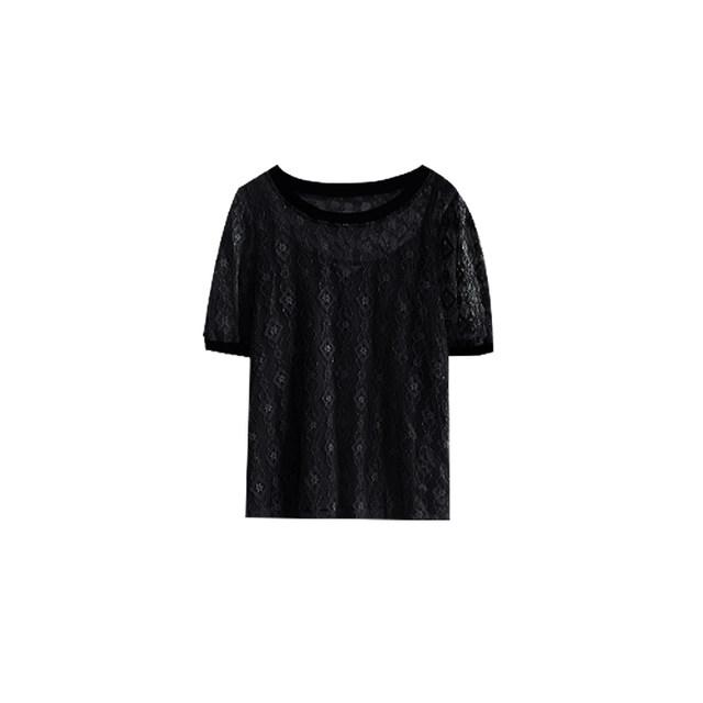 Vogana Cannes Family Large -size Original Summer Summer Lamous Round -neck Lace Shirt Sex Set 2 Set 2 Set