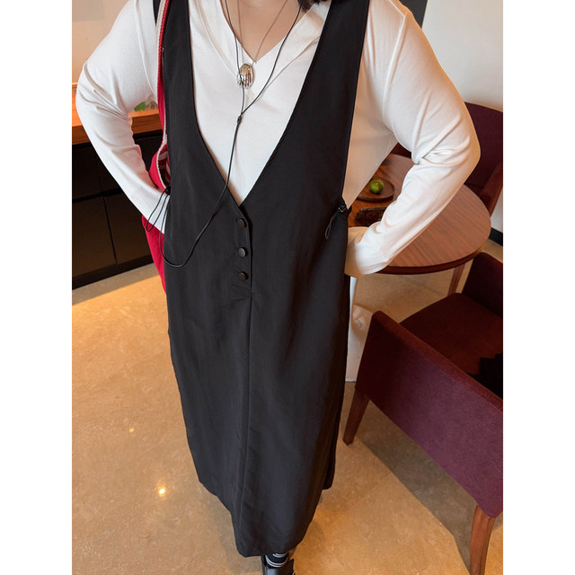 VOGANA Cannes home large size women's clothing Korean-style age-reducing fashionable loose slimming and covering belly A-line strap skirt