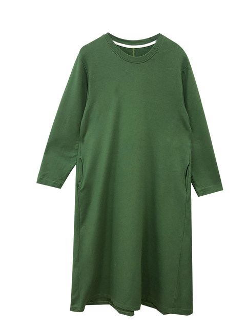 Cannes large size slightly fat Korean style simple cotton sweatshirt dress with big sway dress