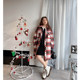 Cannes Large Size New Year Rainbow Check Korean Style Loose Padded Warm Long Wool Coat Jacket