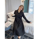 Vogana Cannes Family Large size original Korean version of the temperament, artistic, simple solid color long skirt, loose refute collar dress

