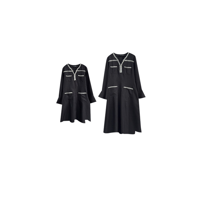 VOGANA Cannes plus size women's dress elegant texture braided strip small fragrant slim dress long and short style