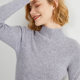 2024 new autumn cashmere sweater women's half-high sweater slim solid color knitted bottoming sweater with strips for inner wear and outer wear