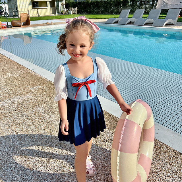 Yimeishan children's swimsuit girls girls 2025 new one-piece skirt style small, medium and large children princess sun protection hot spring