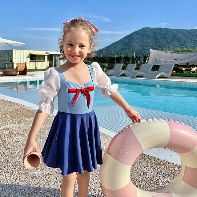 Yimeishan children's swimsuit girls girls 2025 new one-piece skirt style small, medium and large children princess sun protection hot spring