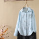 Japanese Mori Women's New Cartoon Embroidered Cherry Lace Hollow Pocket Women's Long Sleeve Shirt Trendy
