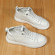 First-layer cowhide high-top white shoes for women, breathable 2025 autumn and winter genuine leather versatile women's shoes, flat-soled sports and casual sneakers