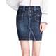 2025 summer promotion Korean version high-waisted women's fashionable straight-tube denim skirt stretch-size one-step skirt