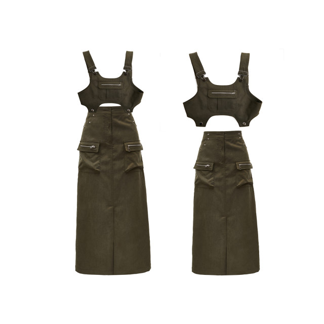 V District Ayama Vero Moda Dress 25 Spring and Summer Casual Street Style Removable Strap Zipper Pocket Fashion