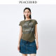Peacebird Women's Basic Multicolor Spring and Summer T-shirt Round Neck Half High Neck Ragsleeves Short Sleeve Knitted Sweater Collection