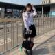 Stars hug the moon, Rhodes-Chinese shirt, college style, white striped waist, long sleeves, slim jk uniform top for women