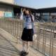 Stars hug the moon, Rhodes-Chinese shirt, college style, white striped waist, long sleeves, slim jk uniform top for women