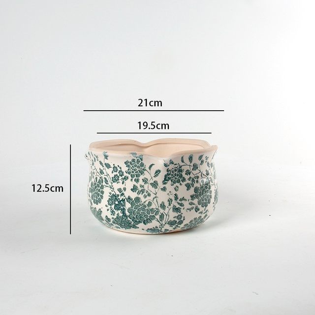 
Central and Northern European creative ceramic ice-cracked potted succulent green plants glazed pots decals retro pastoral home gardening soft decoration