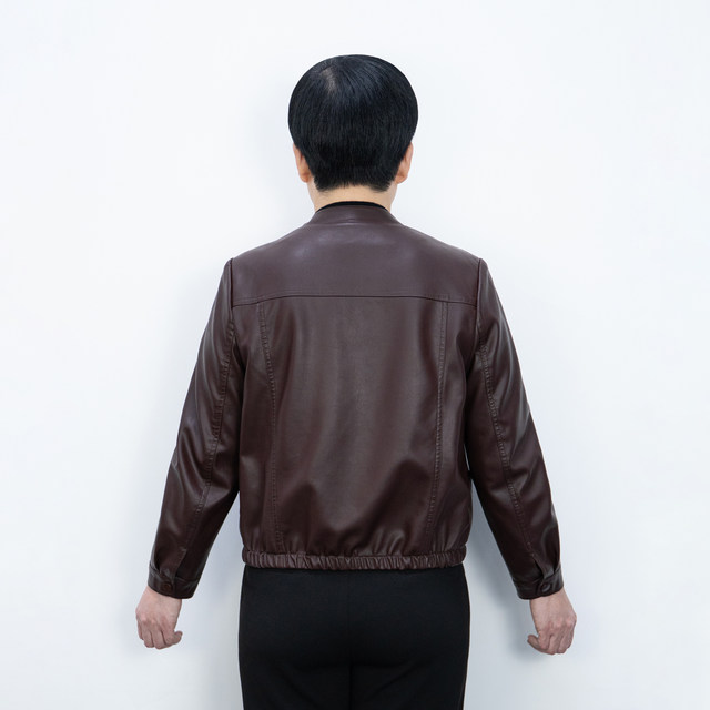 Fashionable mother autumn leather jacket simple and atmospheric 2025 new women's spring and autumn leather jacket top short