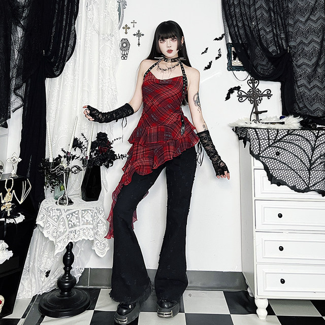 Wannathis Halloween subculture plaid vest hot girl Abi stage dancing singing uniform top