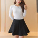 Large size autumn and winter umbrella skirt thickened anti-exposure skirt slim and versatile short skirt black high waist red A-line puffy skirt