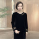 High-quality mother Chinese style embroidered velvet top in autumn new large size belly-covering versatile skin-friendly black base shirt