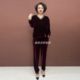 New Chinese style Chinese style velvet two-piece set for autumn new 200Jin [Jin equals 0.5 kg] Large size embroidered V-neck top and pants set