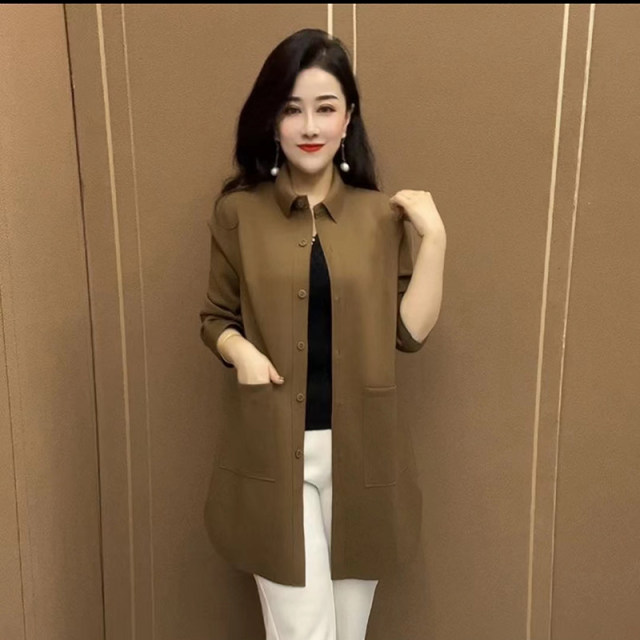 Mid-length temperament lapel air cotton jacket for women 2025 spring new solid color fashionable loose versatile trench coat for women
