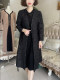 Retro jacket high -end atmosphere spring and autumn new national air quality big pocket wide wife black mid -length windbreaker girl
