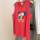 oversize large-size cotton sleeveless T-shirt for women in summer mid-length loose casual vest fat mm belly cover top
