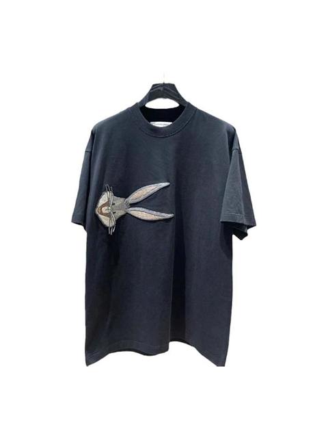 Fat MM large size superfire CEC embroidery short -sleeved T -shirt women loose and versatile Korean version of foreign qi pure cotton tide ins summer
