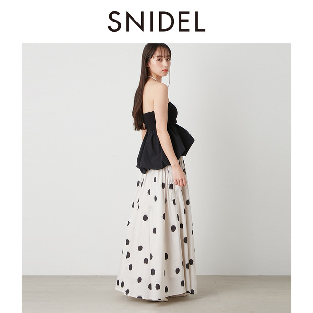 SNIDEL autumn and winter sweet high-waist lace-up hole-exposed waist A-line skirt SWFS244030