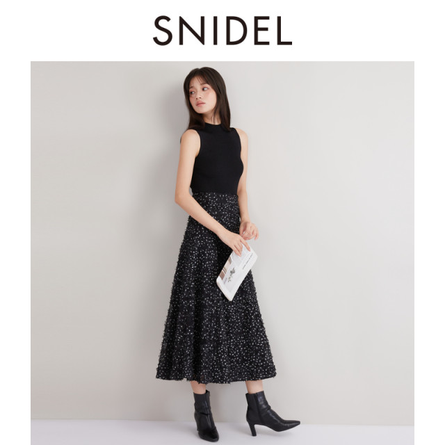 SNIDEL autumn and winter sweet high-waisted tulle embroidered jacquard A-line skirt SWFS244027