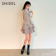 SNIDEL autumn and winter personality solid color high waist ruffled irregular pleated spliced ​​skirt SWFS234209