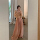 Tongse pine smoke pants cool summer skyline high waist wide-leg pants women's loose casual pants trousers