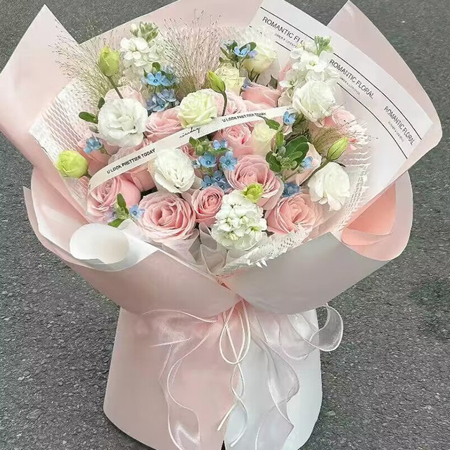 Two-color Ouya paper bouquet flower wrapping paper Korean style first love double-sided floral package flower gift diy material complete set