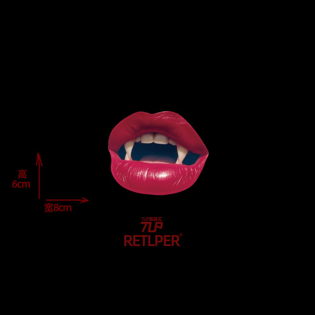 
RETLPER reflective sticker original fangs white teeth red lips three-dimensional waterproof car and motorcycle decorative flat sticker