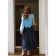 MISAZ may be dating. Retro small pleated A-line high waist. Lace spliced ​​pleated pleated tiny midi skirt.