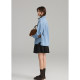 MISAZ flexible and casual college style elastic waist pleated midskirt loose A-line skirt