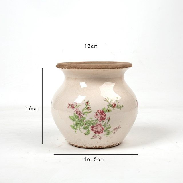 
Central and Northern European succulent ceramic ice-cracked glaze creative green plant pots and plant pots decals retro pastoral home gardening soft decoration