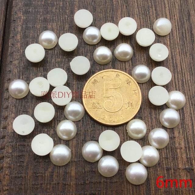 Half -face imitation pearl semi -circular flat -bottomed round bead -white half -face bead paste DIY handmade bow hair jewelry beads