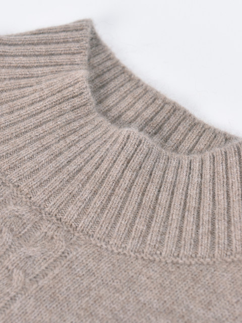 100 pure wool sweater women autumn and winter thick half -high collar middle -aged and elderly mother pretend to embroidered cashmere bottom sweater large size